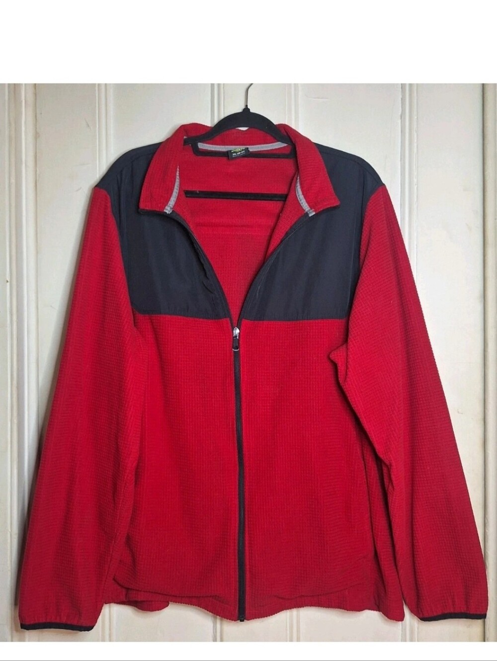 Athletic Works Mens Red Black Long Sleeve Zip Up Light Jacket Size 2XL Waffle